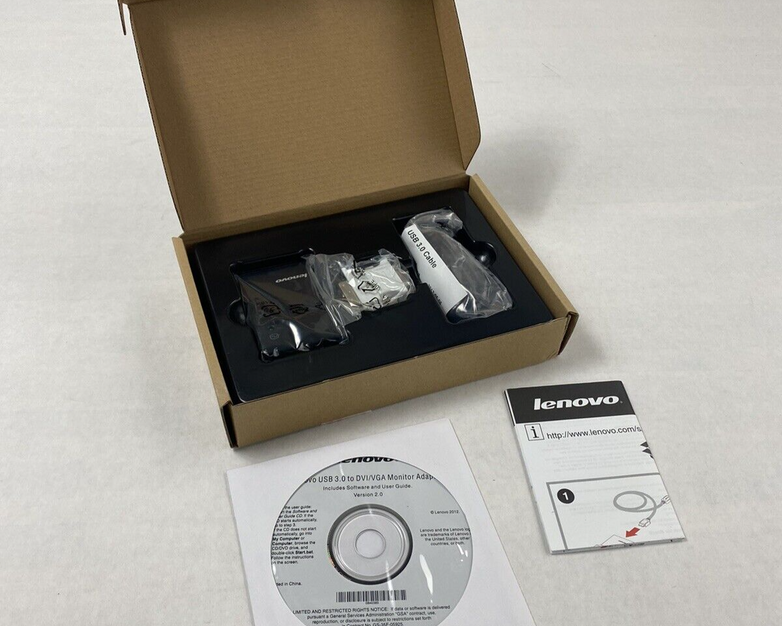 Lot of 2 Lenovo USB 3.0 to DVI/VGA Monitor Adapters Untested