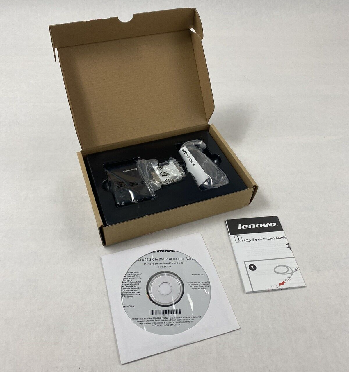 Lot of 2 Lenovo USB 3.0 to DVI/VGA Monitor Adapters Untested