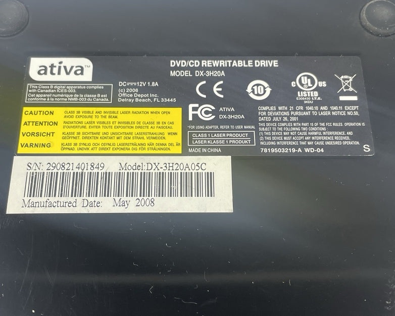 Ativa DX-3H20A  External USB DVD/CD Writer