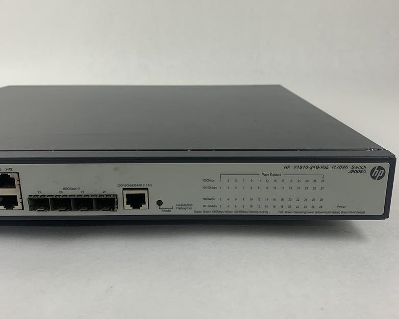 HP V1910-24G-PoE JE008A 24-Port Gigabit Network Switch Tested Reset