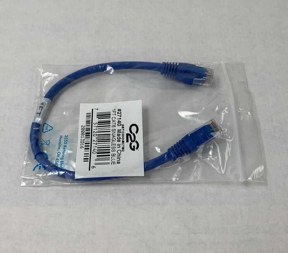 C2G 27140 1ft Cat6 Patch Cable (Lot of 2)