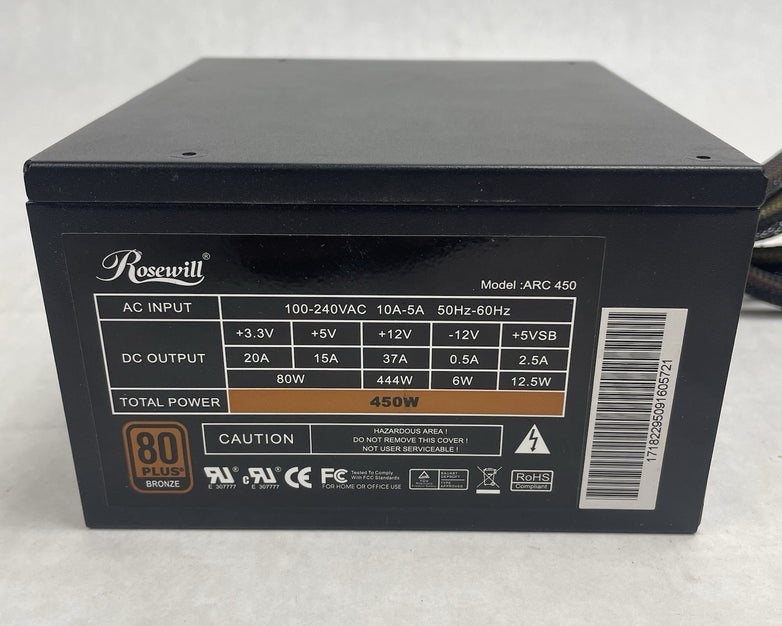 Rosewill ARC 450 80 Plus Bronze 450W Desktop Power Supply
