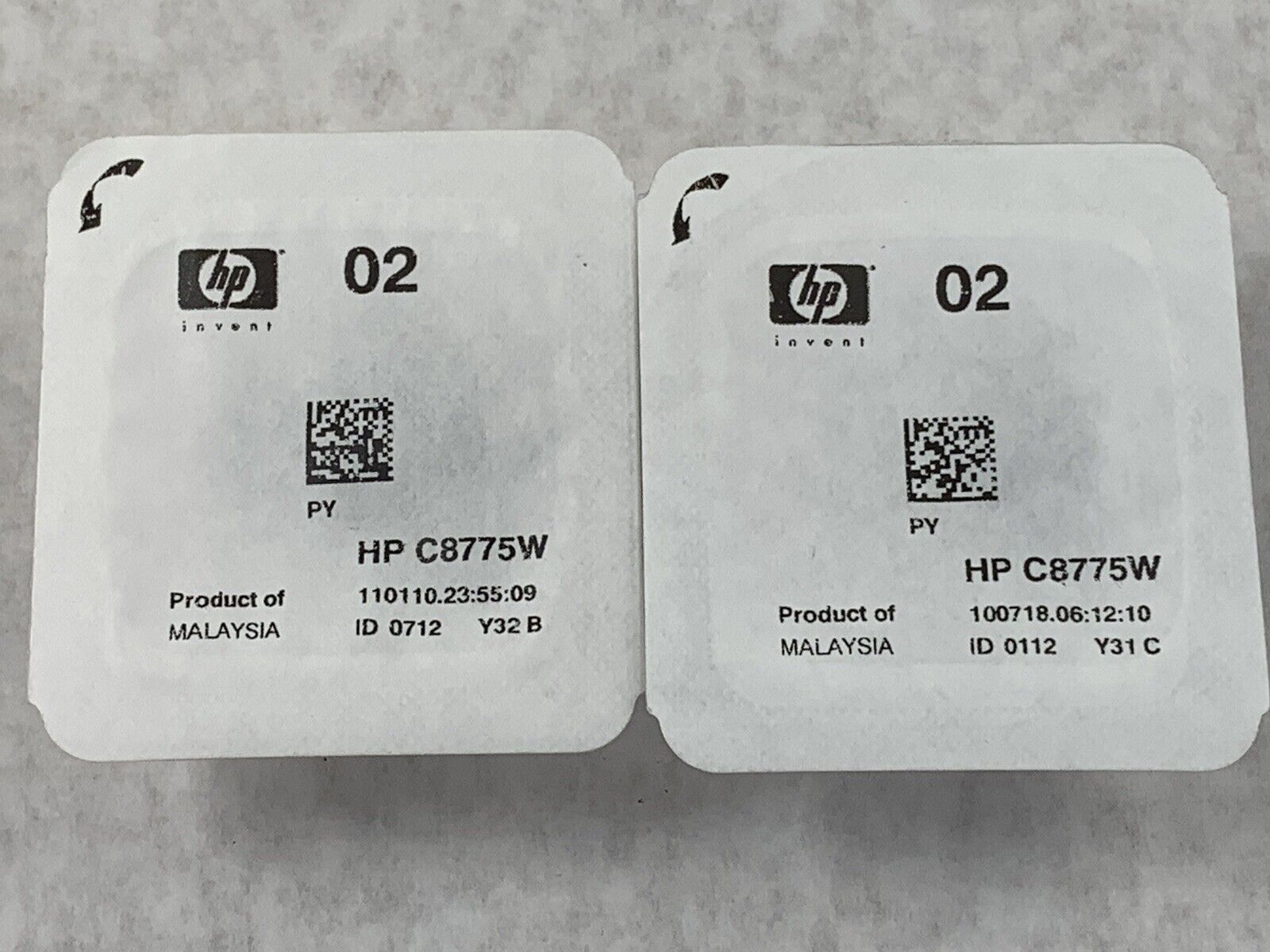 Lot(2) HP PhotoSmart Light Magenta Pink 02 Ink Cartridge NIB Genuine C8775W