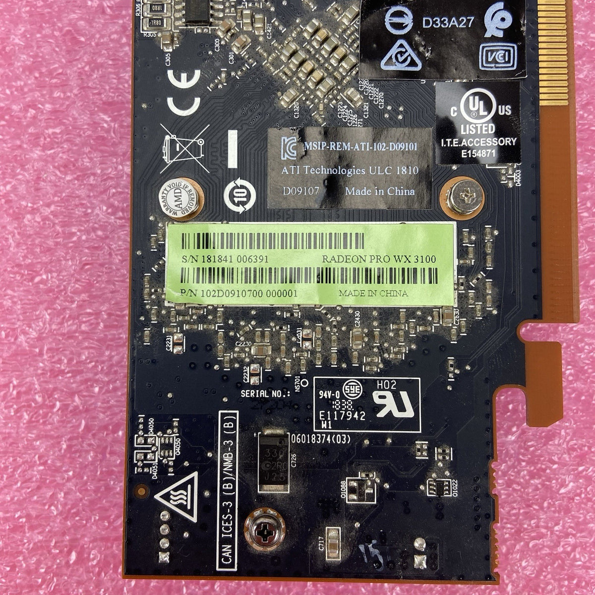 Radeon Pro WX 3100 PCIe x16 4GB GDDR5 Full Height Graphics Card 8