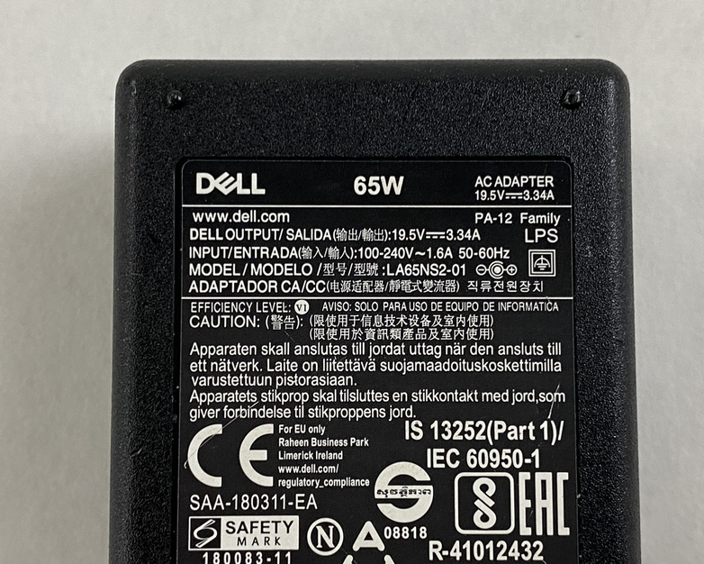 Lot of 6 Dell LA65NS2-01 DP/N: 06TM1C 65W 195V 3.34A 7.4mm Tip AC Adapter