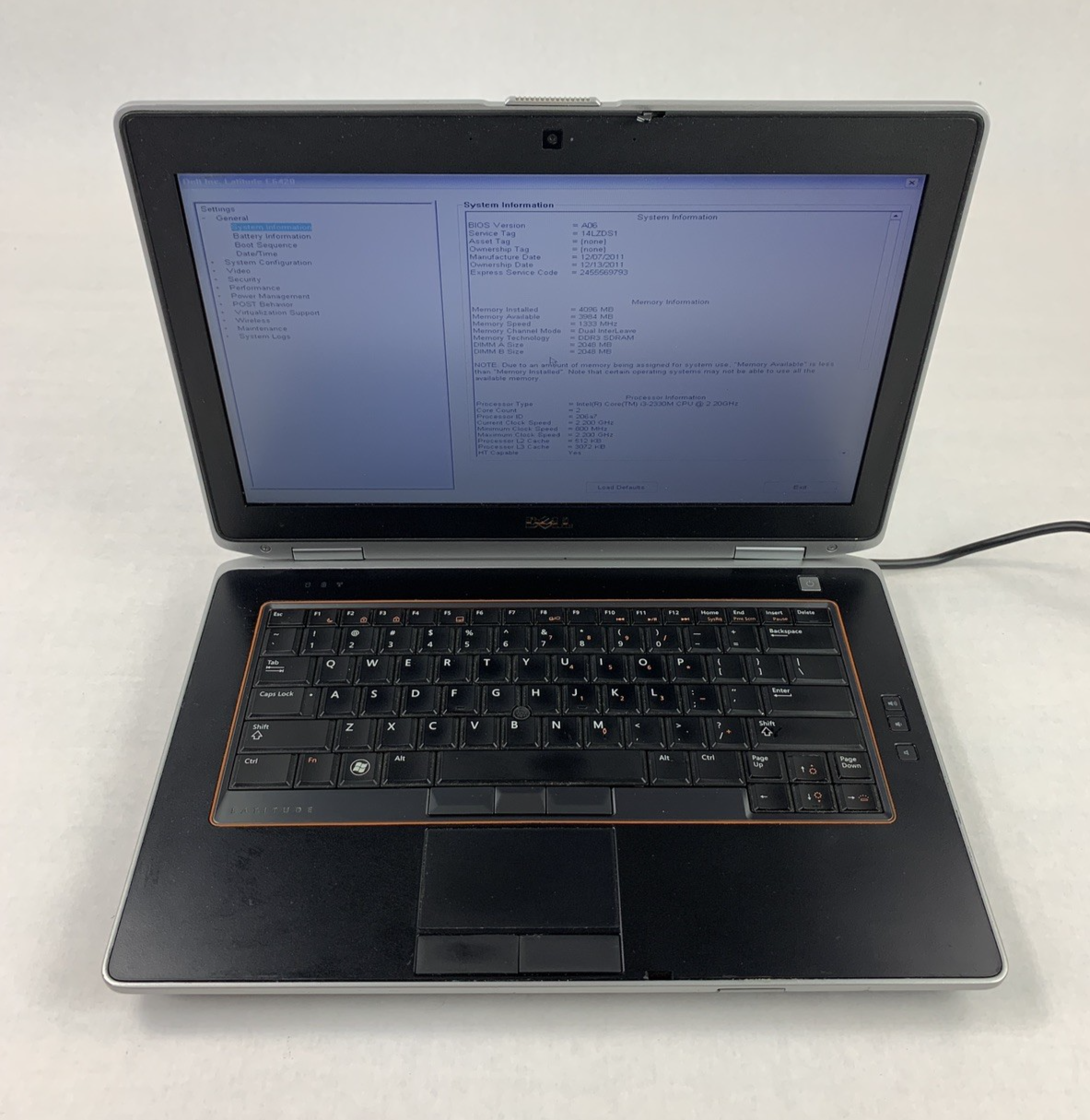 Dell Latitude E6420 14" i3-2330M 2.2 GHz 4 GB Ram No OS No HDD No Batt No AC