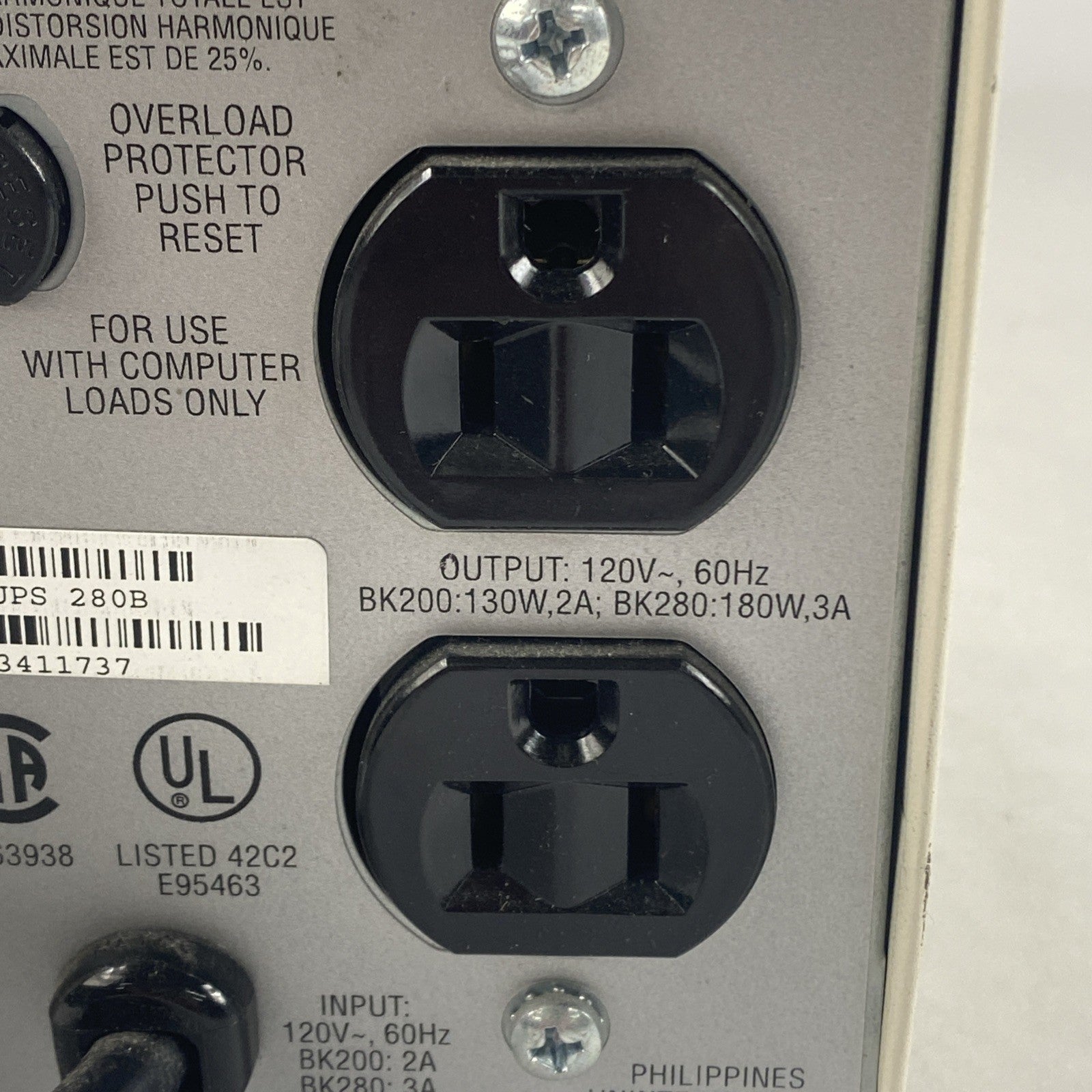 APC Back-ups 280 Battery Backup No Batteries Tested4