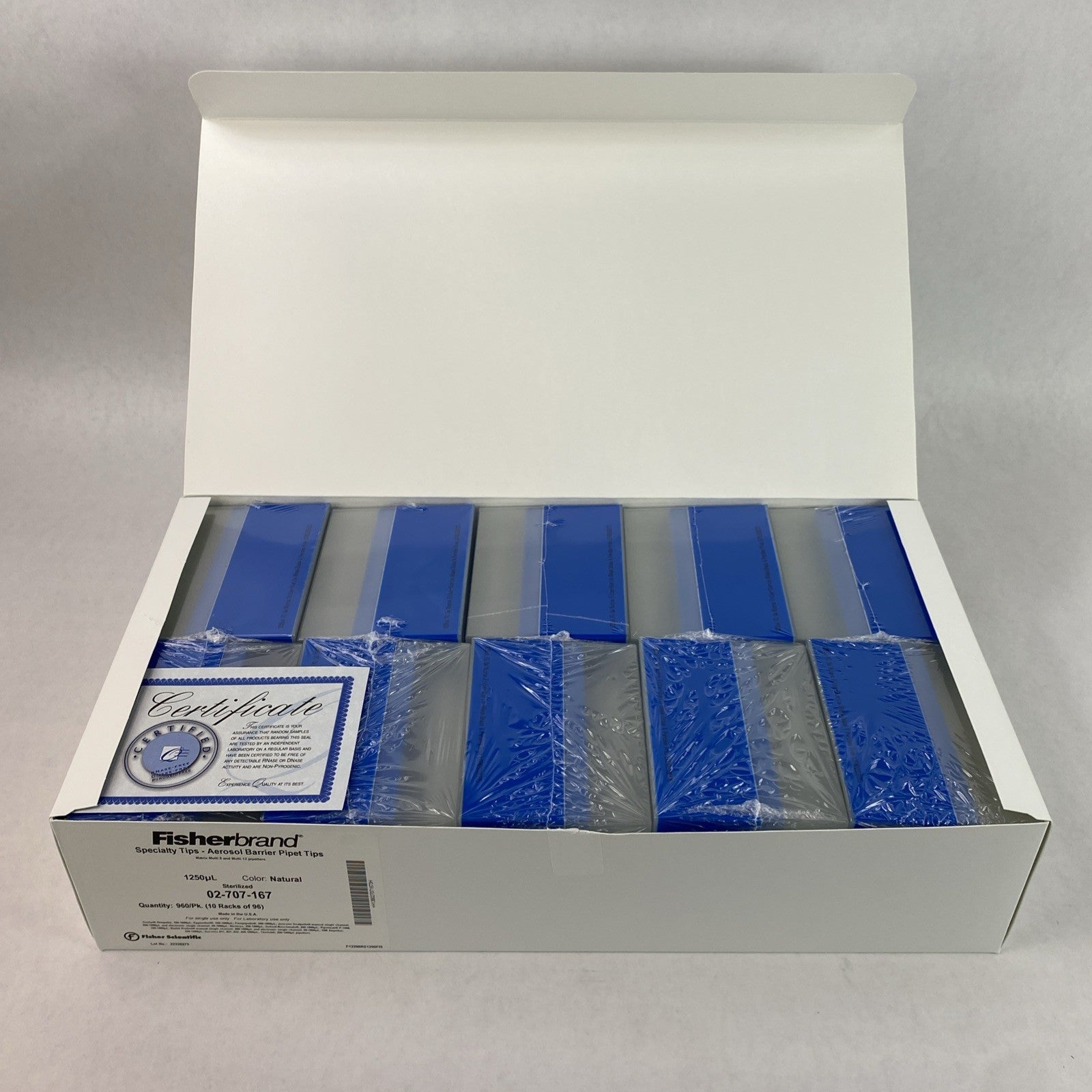 Fisherbrand 02-707-167 Aerosol Barrier Pipet Tips 1250µl Natural - 960 Tips6