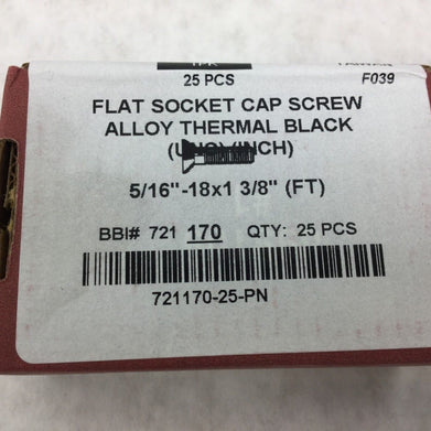 Brighton Flat Socket Cap Screw Alloy Thermal Black 5/16" - 18x1  3/8"  Box of 25