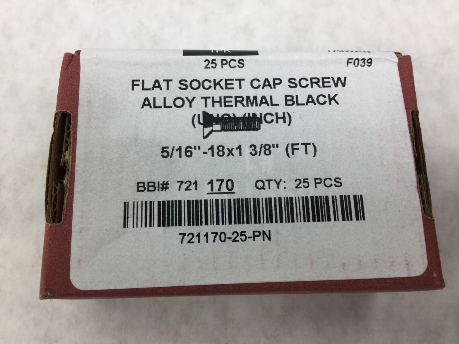 Brighton Flat Socket Cap Screw Alloy Thermal Black 5/16" - 18x1  3/8"  Box of 25