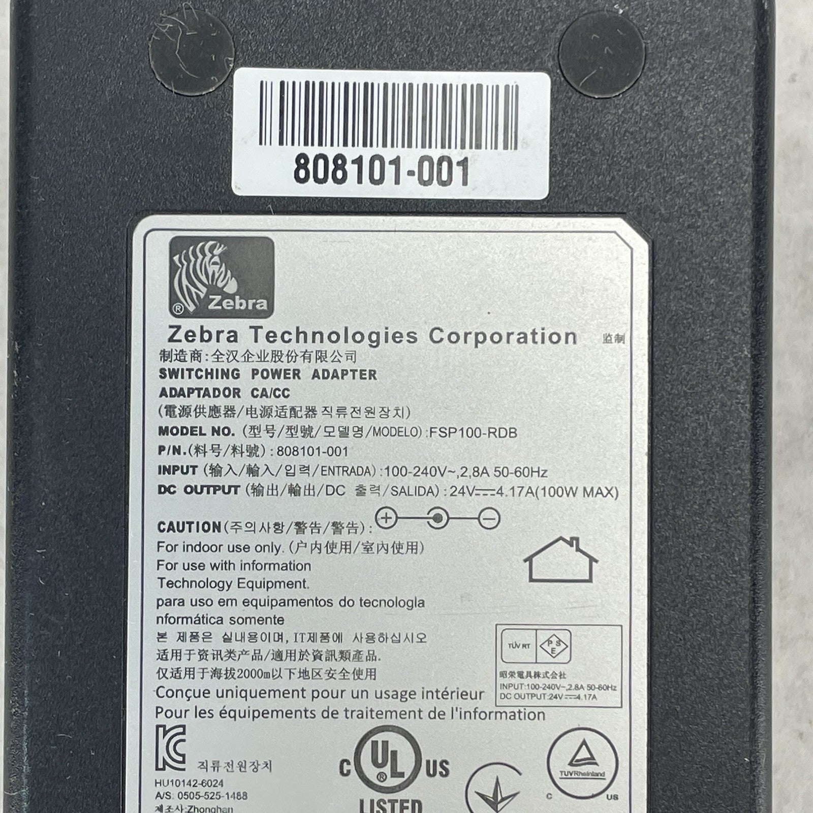 FSP100-RDB 24V AC Adapter Power Supply Zebra Printers GX420d GX420t 808101-001