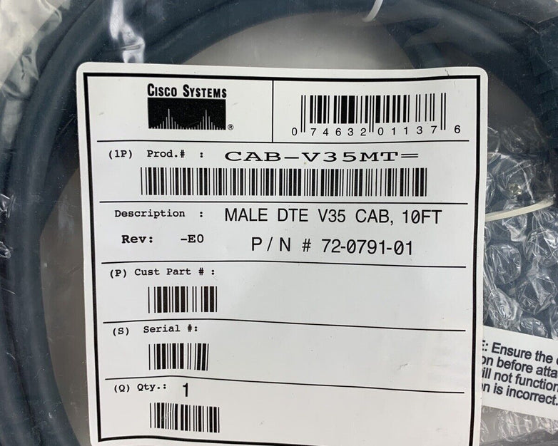Cisco CAB-V35MT Male DTE V35 10FT Cable 72-0791-01