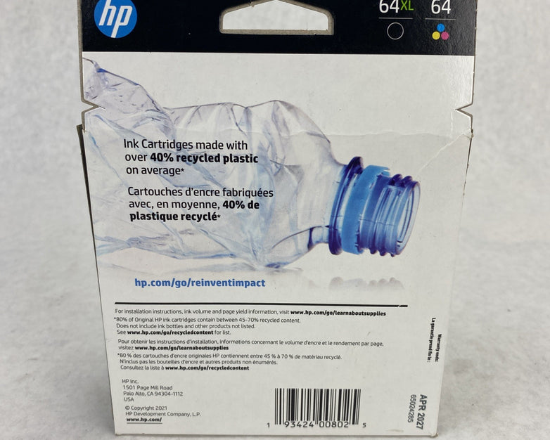 Genuine HP 64XL Black And 64 Tricolor Ink Cartridge - Sealed