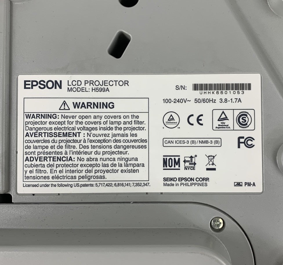 Epson BrightLink 595Wi H599A LCD Lamp Projector 466 Lamp Hours - No Remote7