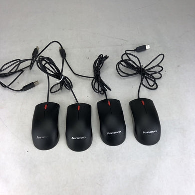 Lenovo MOEUUQA Black Wired USB Mouse (Lot of 4)
