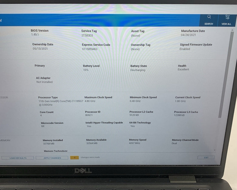 Dell Latitude 7320 13.3" i7-1185G7 3.00 GHz 32 GB RAM No OS/SSD/AC Clicky Track