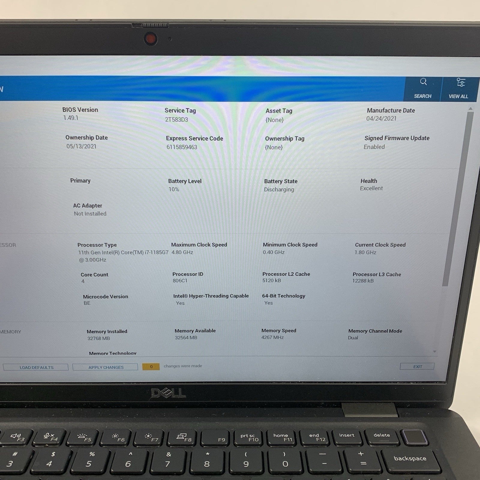 Dell Latitude 7320 13.3" i7-1185G7 3.00 GHz 32 GB RAM No OS/SSD/AC Clicky Track2