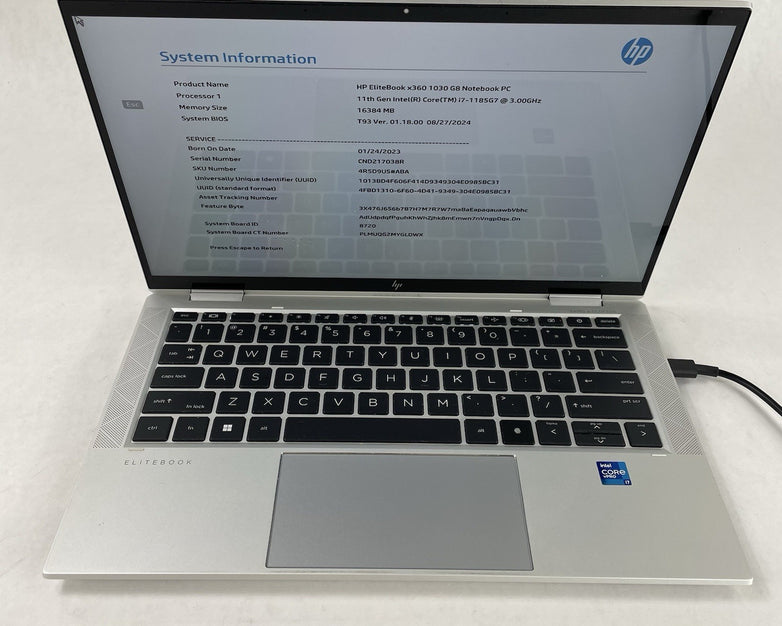 HP EliteBook x360 1030 G8 13.3" i7-1185G7 3GHz 16GB RAM No SSD/OS/AC/Batt-READ