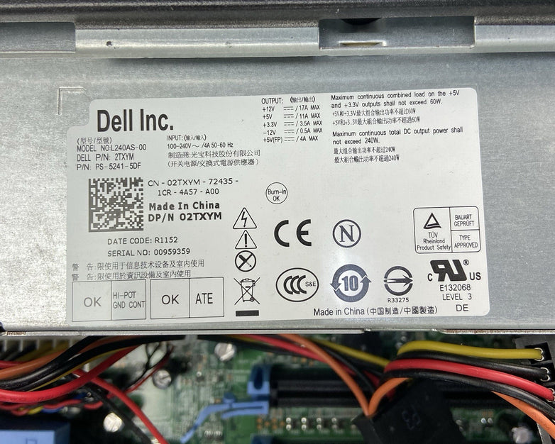 Dell Optiplex 990 SFF Intel Core i5-2400 3.1GHz 4GB RAM No HDD No OS