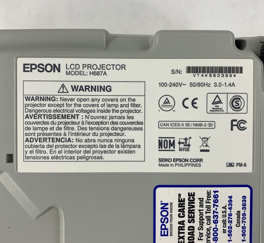 Epson PowerLite 98H H687A LCD Lamp Projector 1311 Lamp Hours - No Remote8