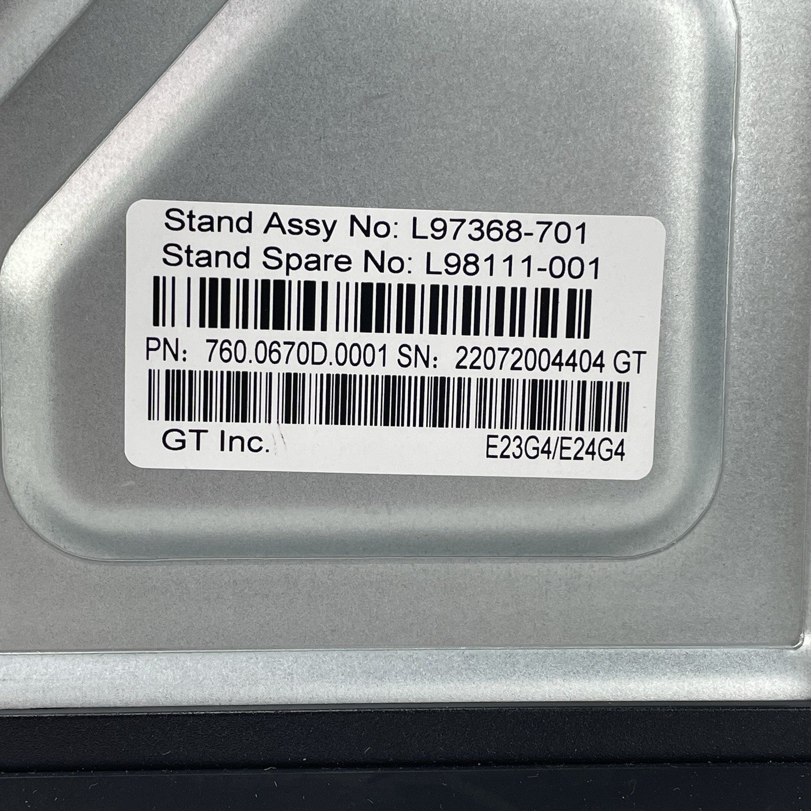 HP L97368-701 L98111-001 Silver Adjustable Spin Monitor Stand For E23 E24 G4 FDH9
