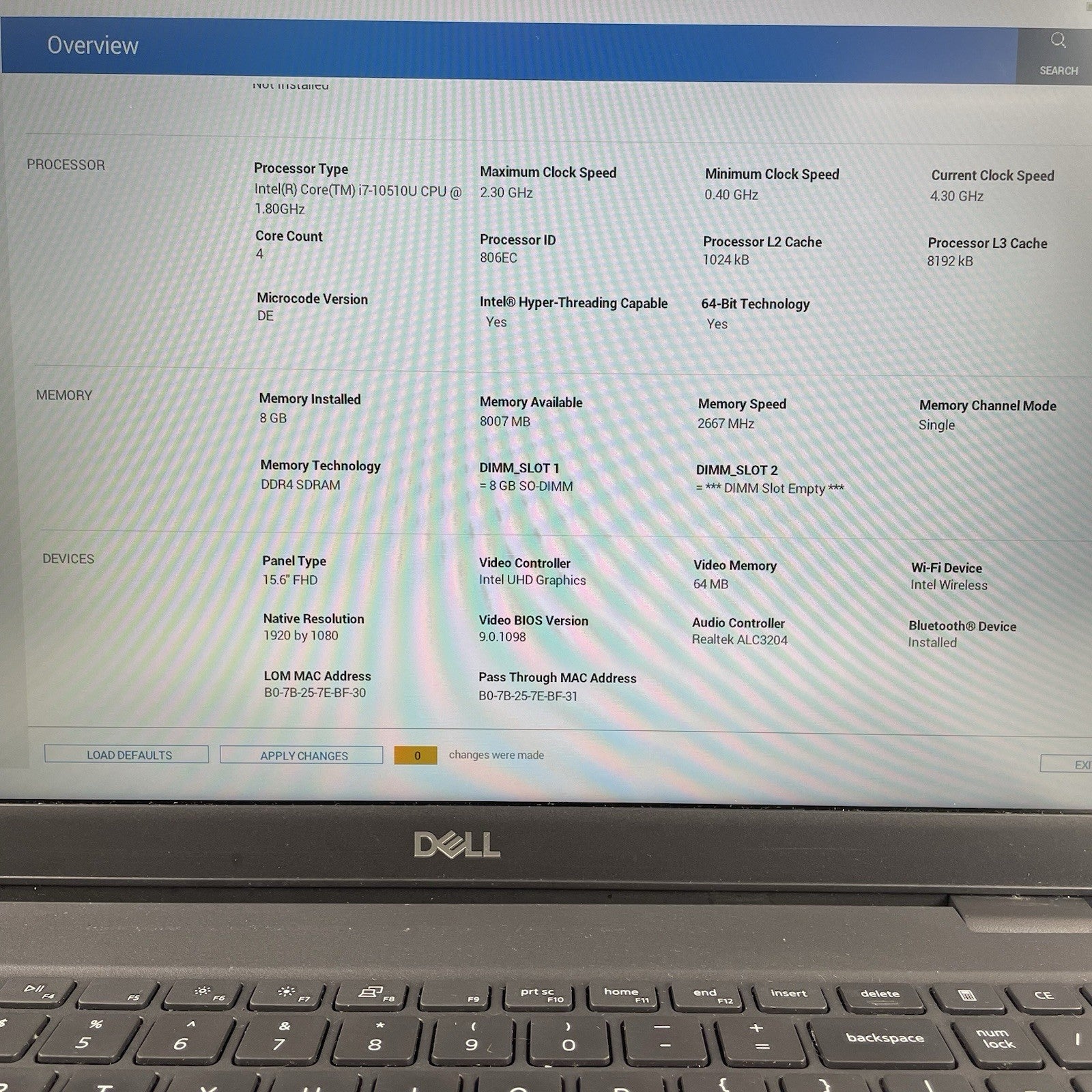 Dell Latitude 3510 15.6" i7-10510U 1.80 GHz 8 GB RAM No SSD/OS/AC2