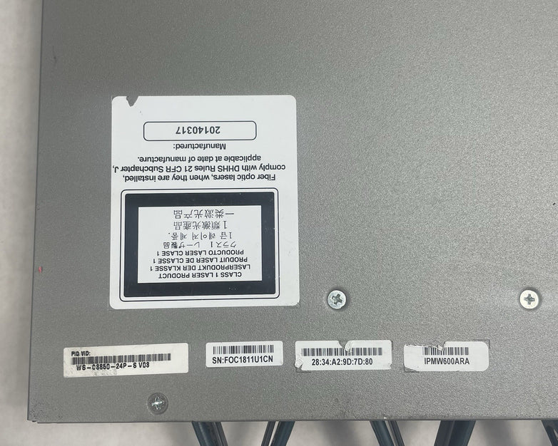 Cisco WS-C3850-24P-S V03 Switch 24-Port Gigabit PoE+ w/ 2x PSU Tested & Reset