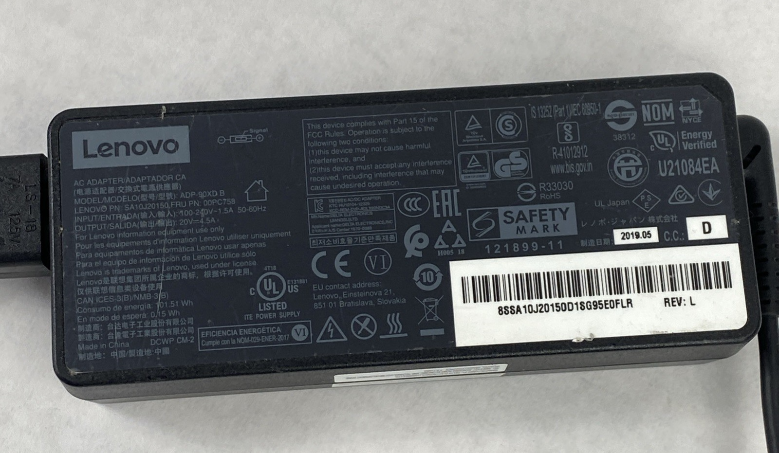 Lenovo ADP-90XD B 90W 20V 4.5A Slim Square Tip Charger AC Adapter (Lot of 8)