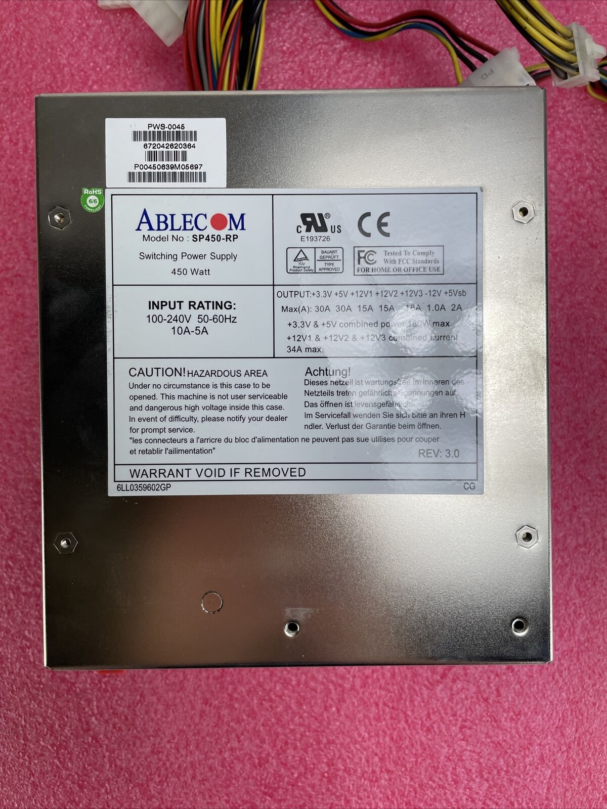 Ablecom SP450-RP 450W Switching Power Supply