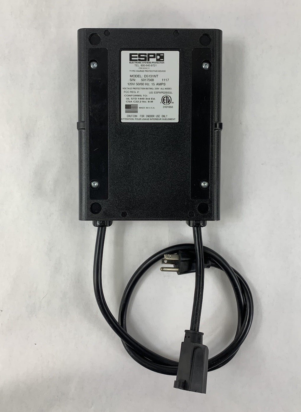 ESP D5131NT 120V 60Hz 15A Transient Voltage Surge Suppressor7