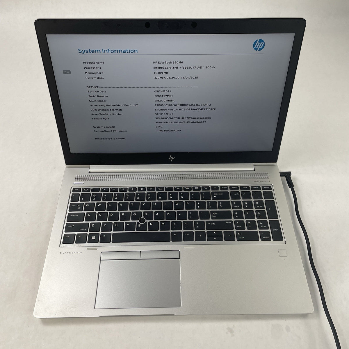 HP EliteBook 850 G6 15.6" i7-8665U 1.90 GHz 16 GB RAM No SSD/OS/AC - READ2