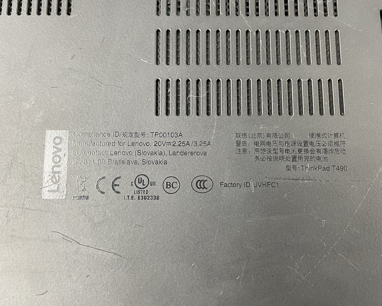 Lenovo ThinkPad T490 14" i5-8365U 1.60 GHz 8 GB RAM No SSD/OS/AC
