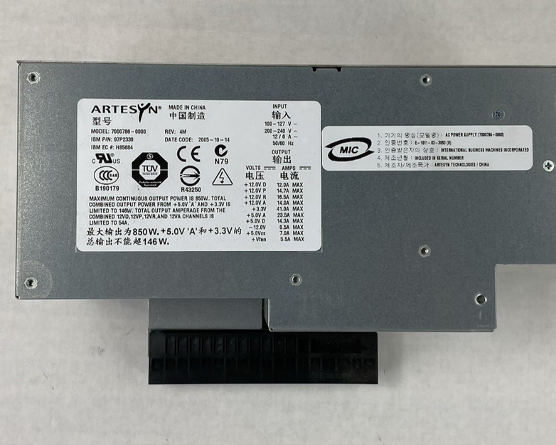 Artesyn 7000786-0000 IBM P/N: 97P2330 850W AC Power Supply