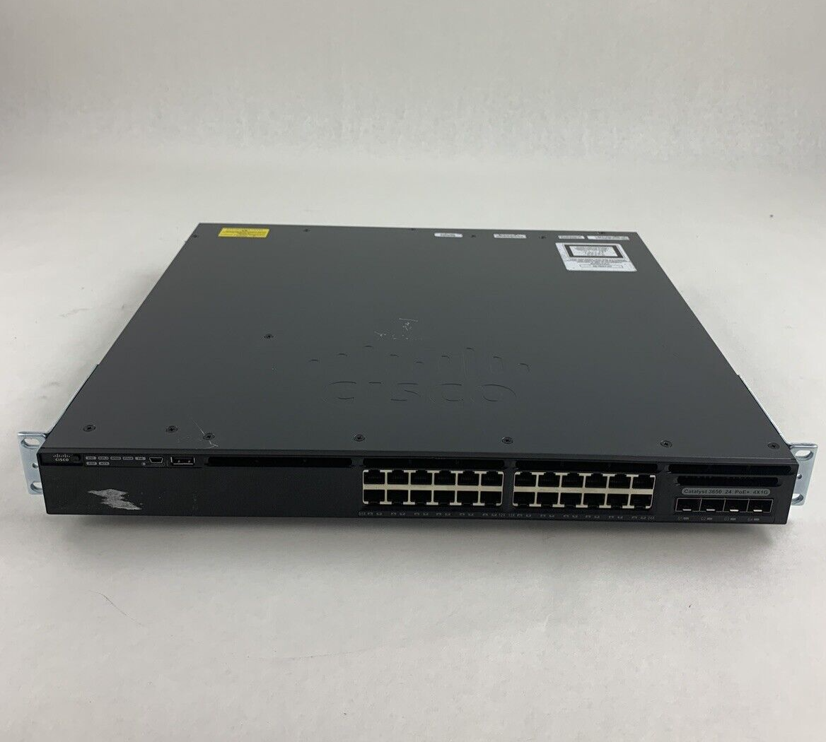 Cisco WS-C3650-24PS-S 24-Port Gigabit PoE Switch Managed Tested