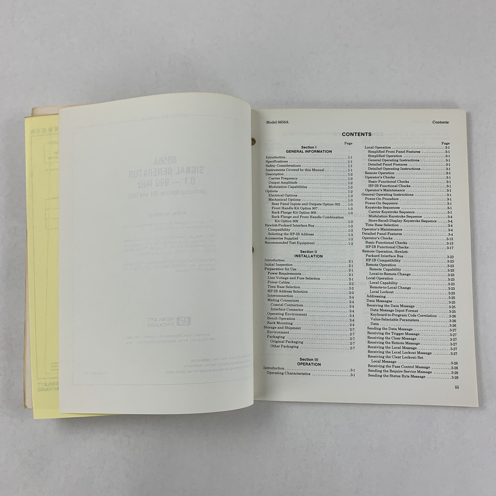 HP 8656A Signal Generator Operating Manual 0.1-990 MHZ