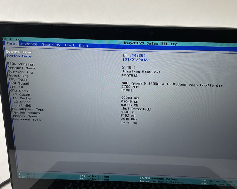 Dell Inspiron 5485 201 14" Ryzen 5 3500U 3.7GHz 8GB RAM No SSD/OS/AC/Batt - READ