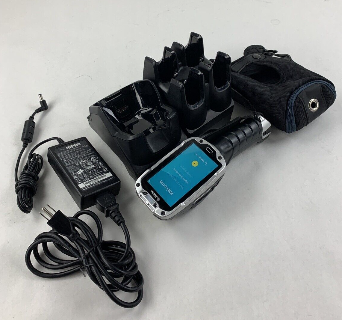 Zebra TC8000 Handheld PC Barcode Scanner Tested w/ Battery, Cradle, Power Supply