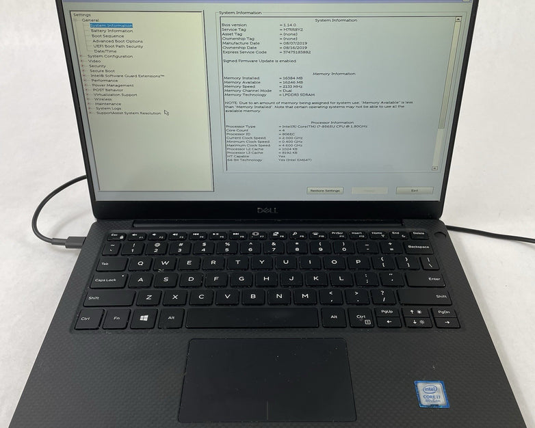 Dell XPS 13 9380 13.3" i7-8565U 1.80GHz 16GB RAM No SSD No OS No Batt Bad Corner