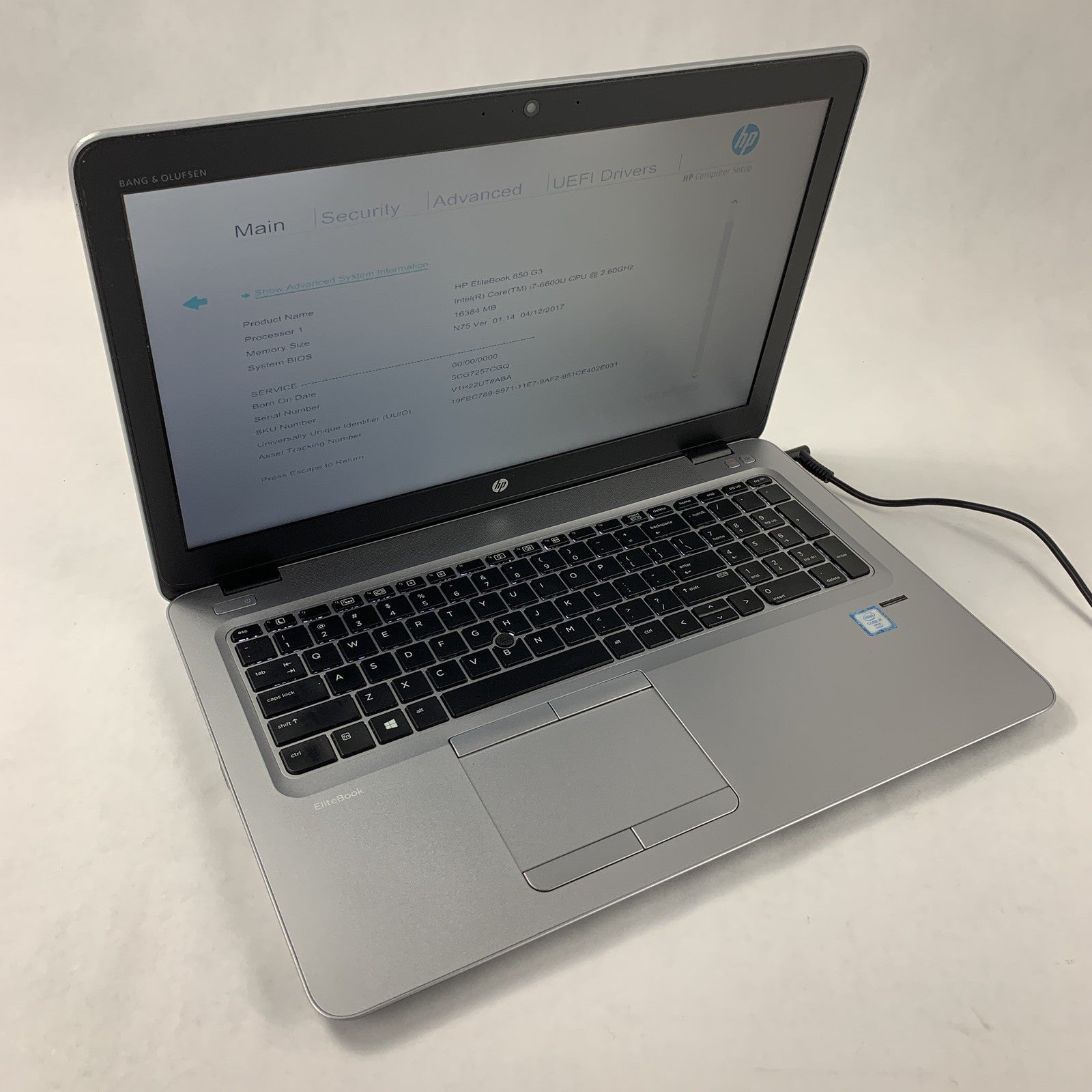 HP EliteBook 850 G3 Laptop 15.6" i7-6600U 2.6 GHz 16 GB RAM No OS No HDD No AC