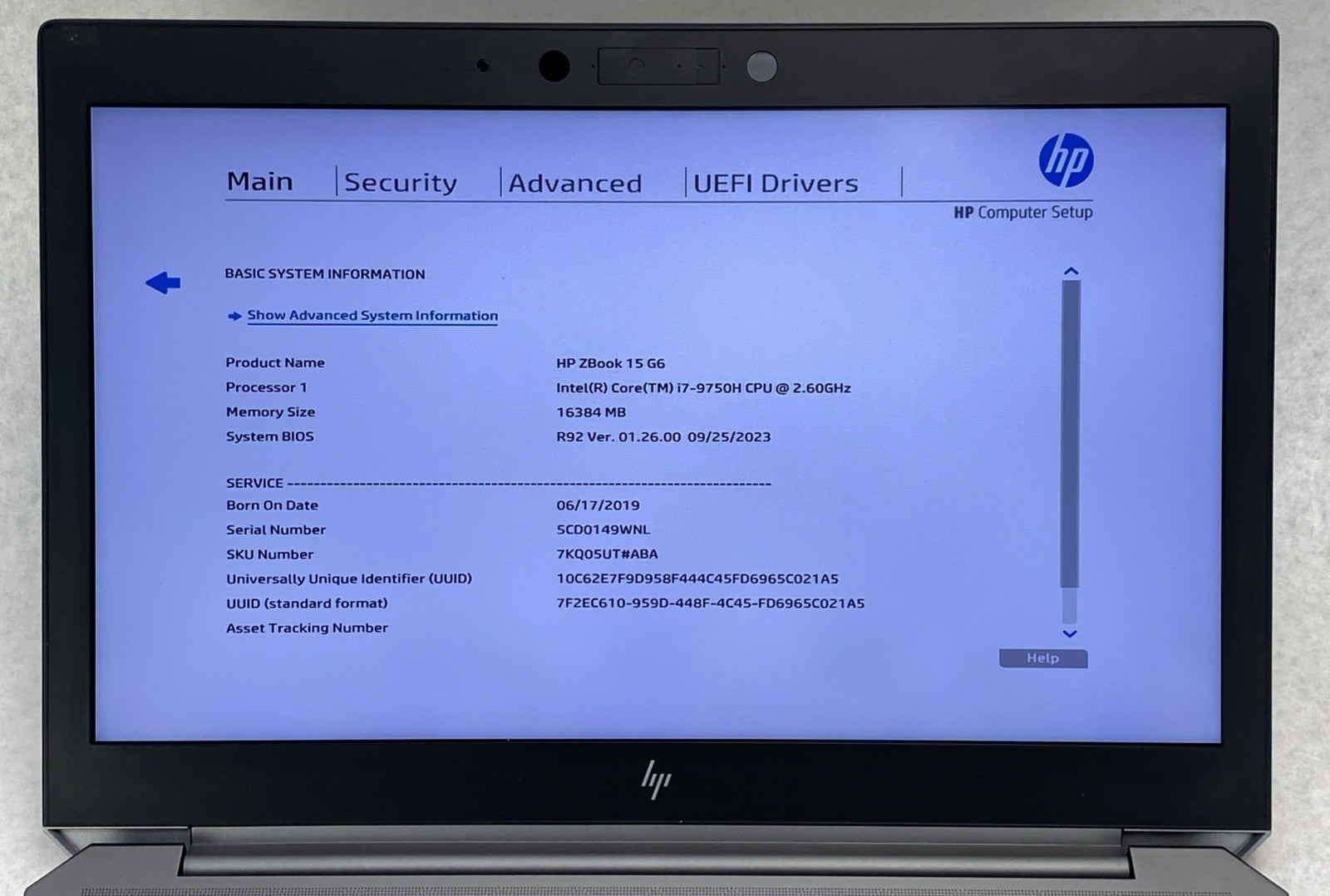 HP ZBook 15 G6 Intel Core i7-9750H 2.60 GHz 16 GB RAM 15.6" No HDD No OS