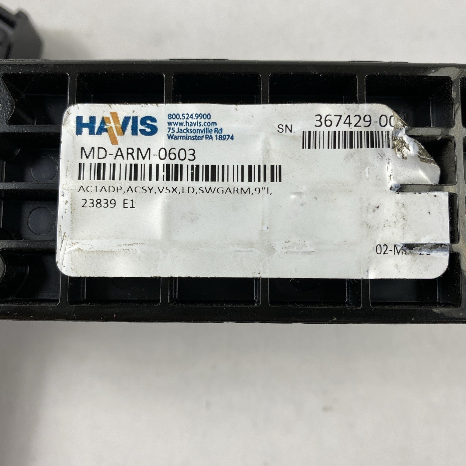 Harvis Rugged Keyboard Mounting Tray C-KBM-201 with Swivel Arm Mount MD-ARM-06035