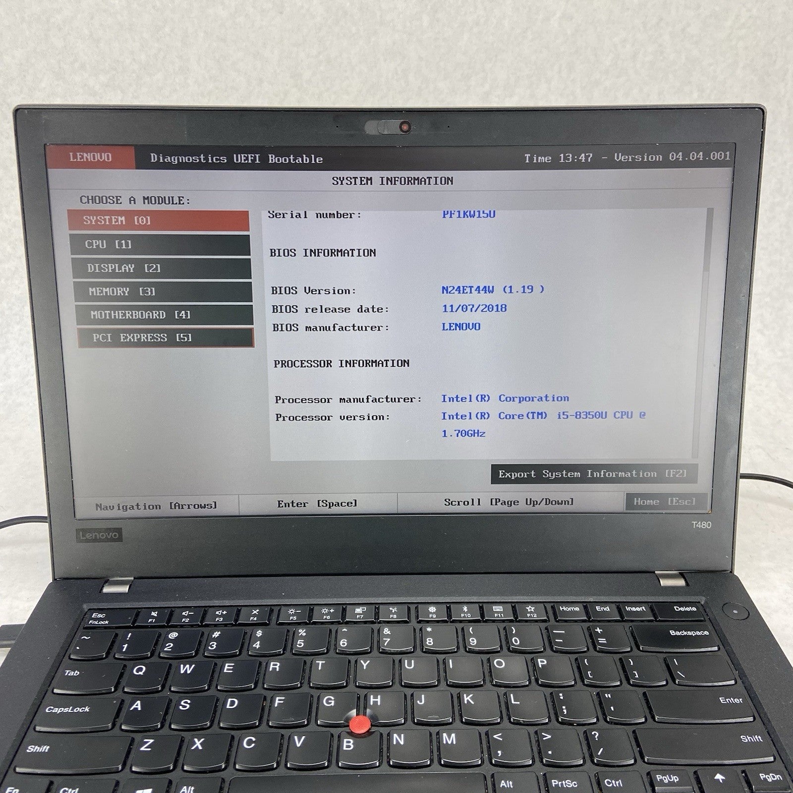 Lenovo ThinkPad T480 Intel Core i5 8350U 1.70GHz 8GB RAM 14" No HDD/OS/Battery