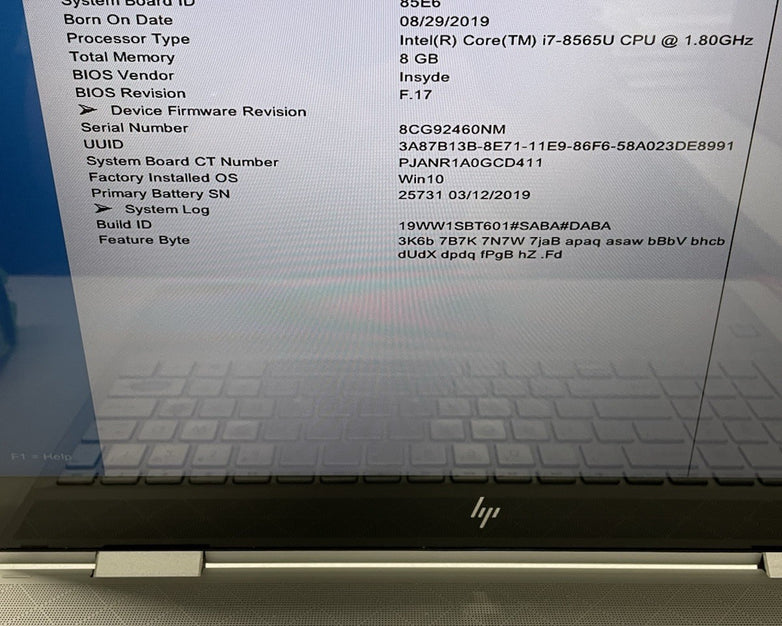 HP Envy x360 15.6" i7-8565U 1.80 GHz 8 GB RAM No SSD/OS/AC - DIMM