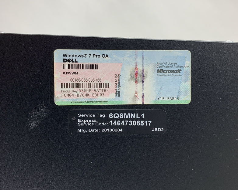 Dell Vostro 220 MT Pentium Dual-Core E7500 2.93 GHz 2 GB RAM No HDD No OS