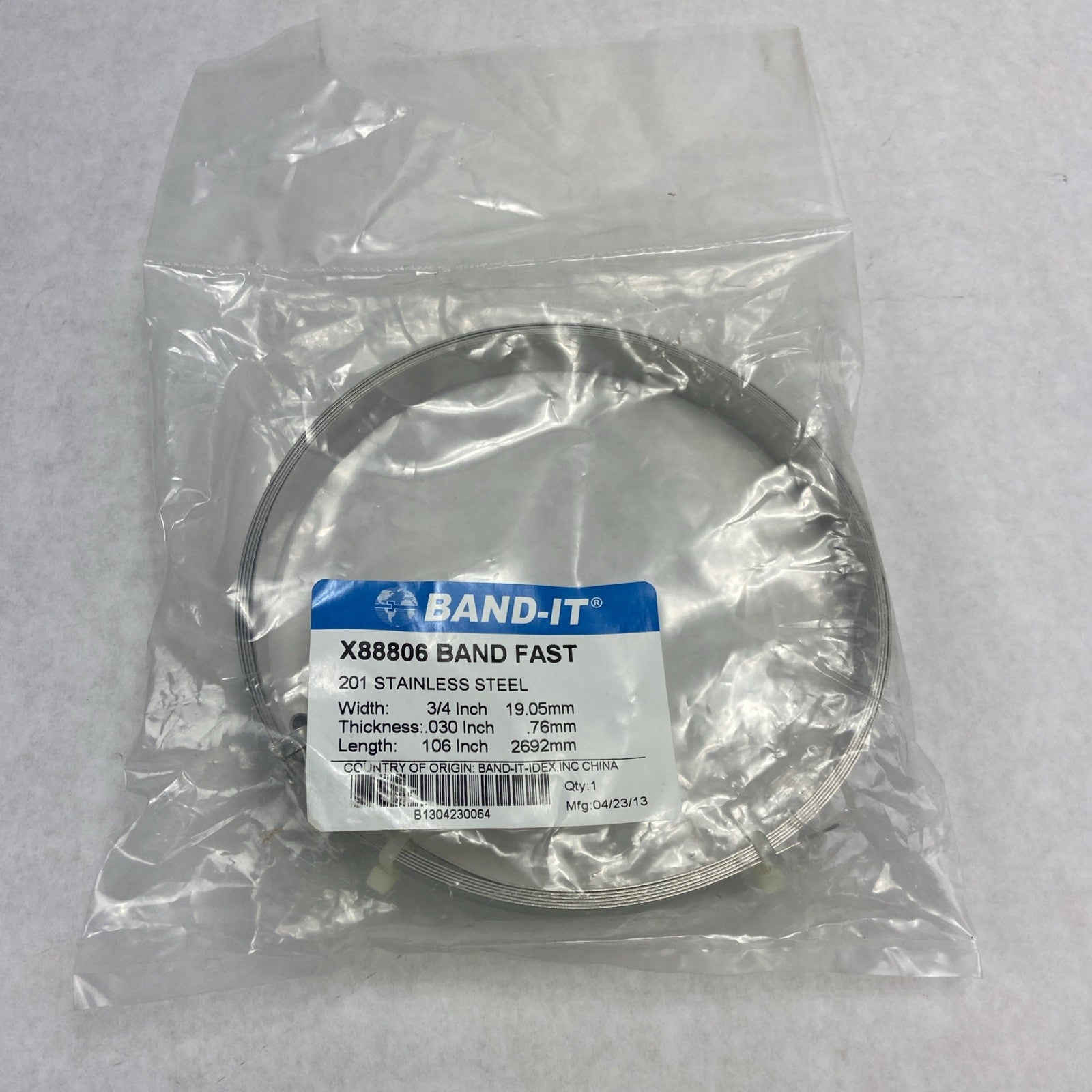 Band-It X88806 Band Fast 201 Stainless Steel, 3/4" X 100' Roll Band. .030 Thick
