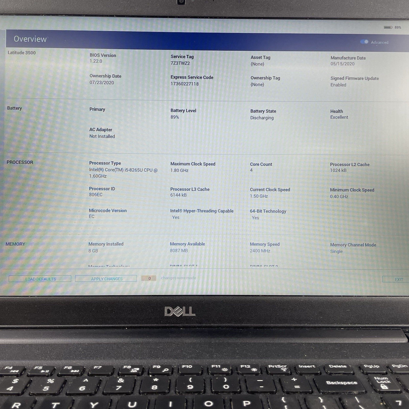 Dell Latitude 3500 15.6" i5-8265U 1.60 GHz 8 GB RAM No SSD/OS/AC - Worn Keys2