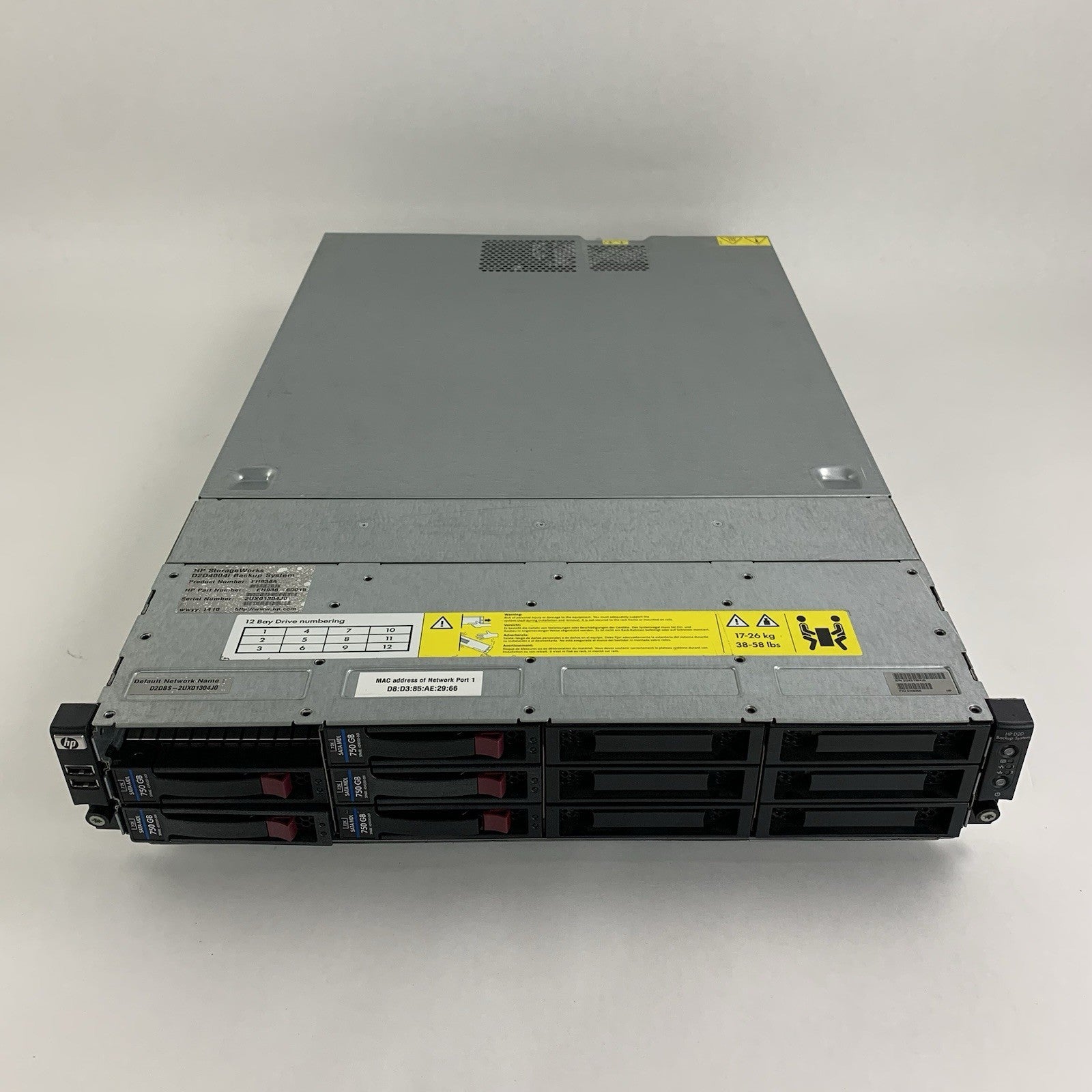 HP StorageWorks D2D Backup System 1x AMD Opteron 2383 2.7GHz 8GB RAM No OS/HDD1