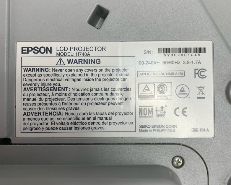 Epson PowerLite 695Wi H740A LCD Lamp Projector 846 Lamp Hours - No Remote
