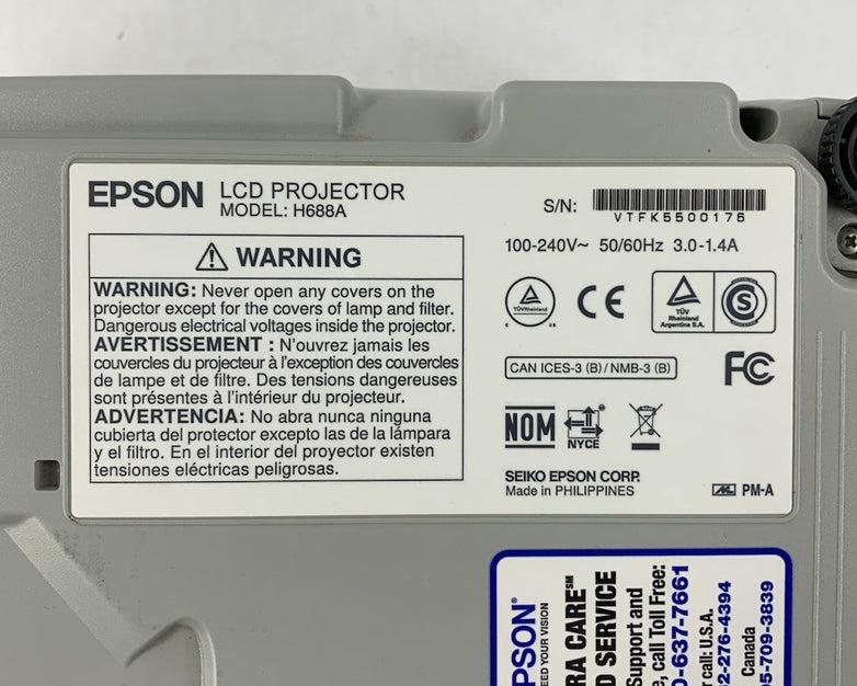 Epson PowerLite 97H H688A LCD Projector 991 Lamp Hours - No Remote