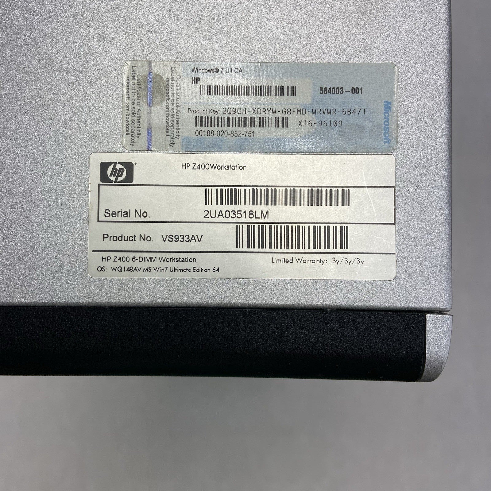 HP Z400 Workstation MT Intel Xeon W3502 2.4GHz 12GB RAM No HDDOS Quadro NVS 2953